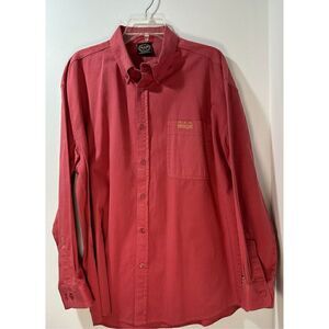 Triple Crown Sports men’s red cotton button shirt one pocket size XL. #27-0701